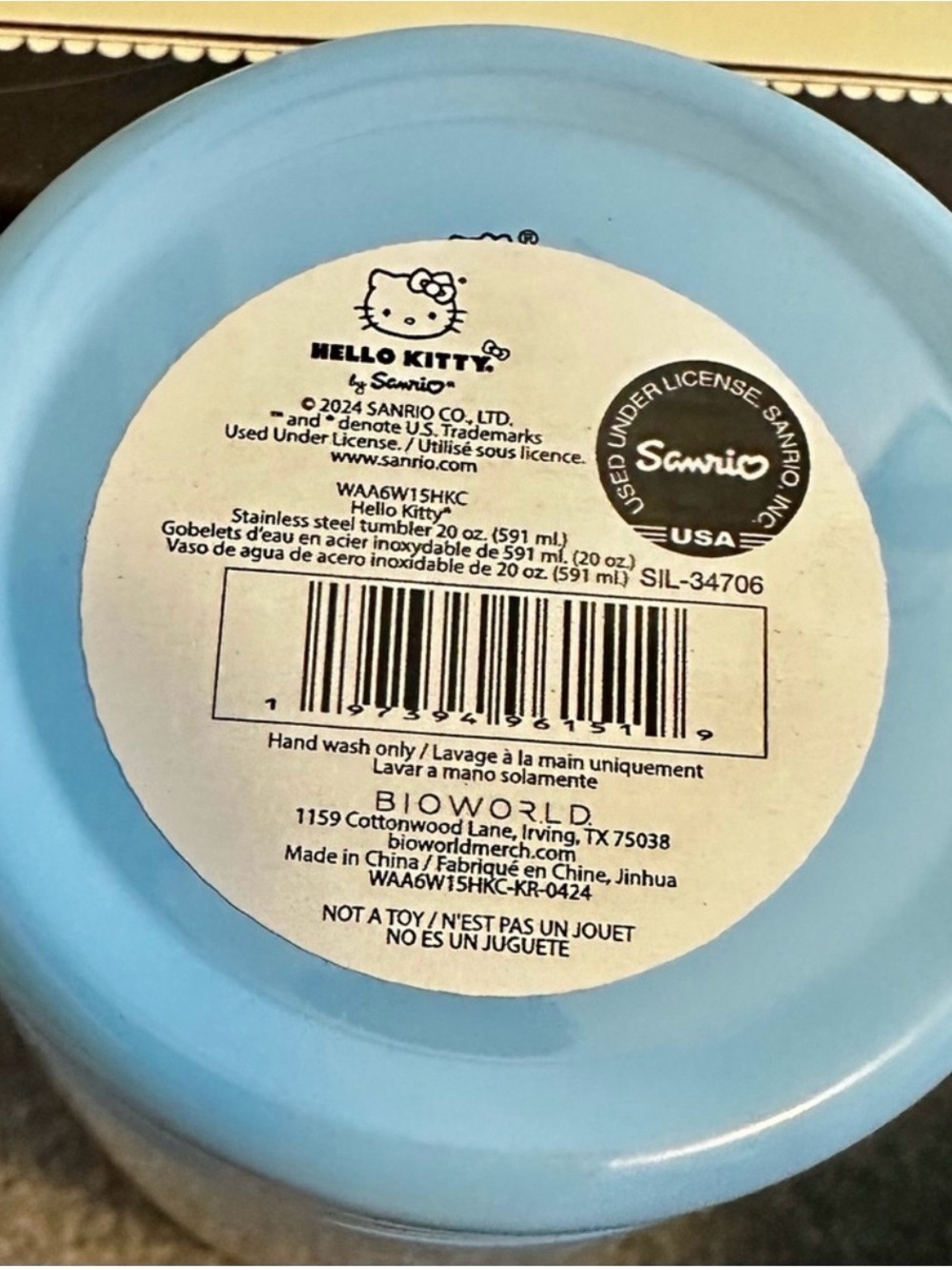Hello Kitty 50th Anniversary Pink And Blue Ombre 20 oz Tumbler - Picture 3 of 4